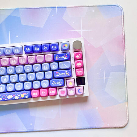 Candy Sky Keycaps and Pastel Shoujo Desk Mat